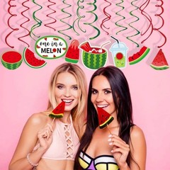 30Ct Watermelon Hanging Swirl Decorations, Summer Fruits Party Supplies, One …