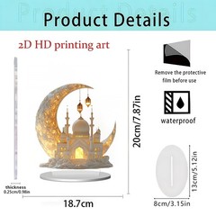 Ramadan Festival 2D Acrylic Moon Castle Craft Ornament Muslim Home Party Gifts