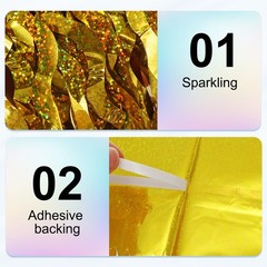 2 Pack Party Backdrop Decoration,Streamer Foil Fringe Curtain, Gold