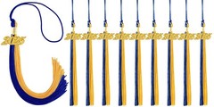 2025 Graduation Tassels Bulk – 10 Blue and Gold Tassels for Cap & Gown Decor