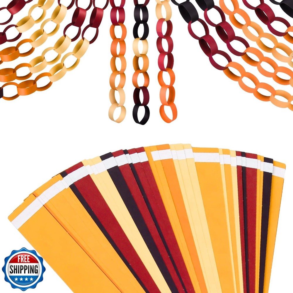 CHRORINE 600Pcs Colorful Paper Chains Strips for Birthday Party Decorations D