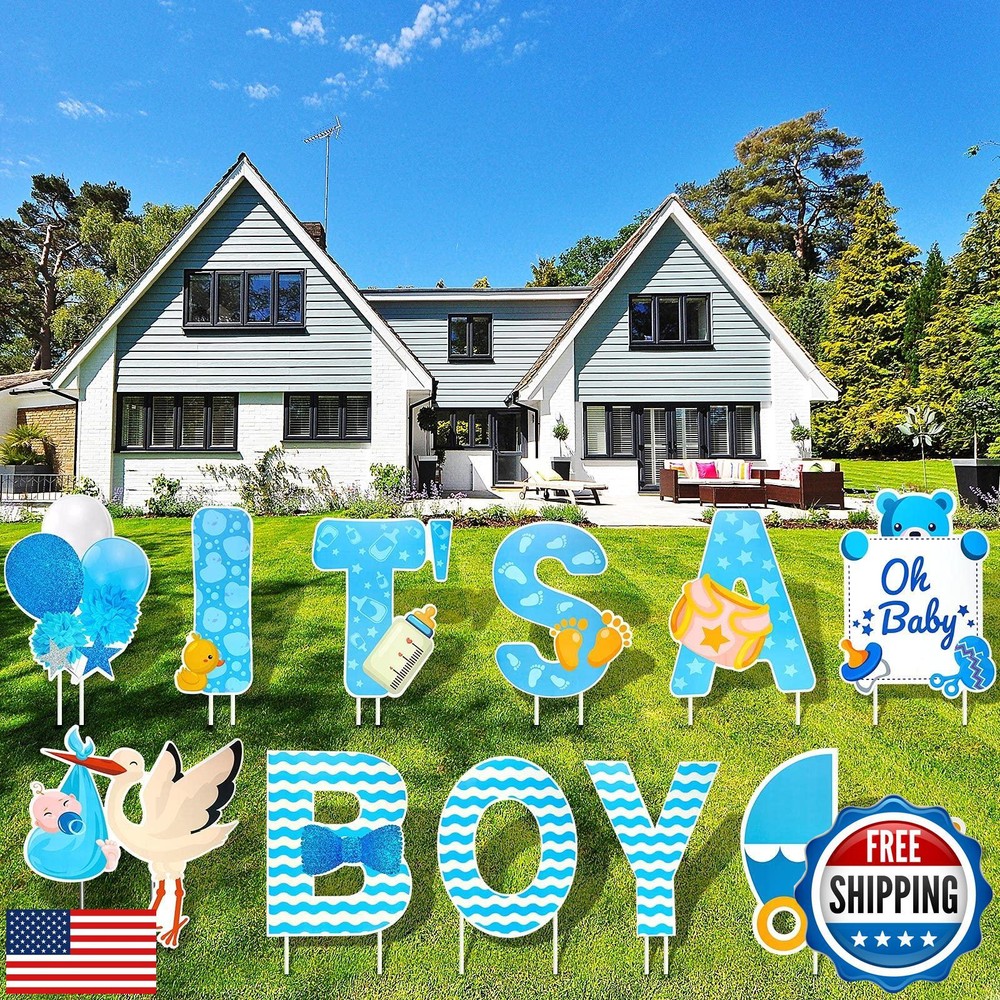 Large Baby Shower Yard Sign It’s a Boy Blue Yard Signs with Stakes 16 Inch Ta