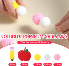 3 Pcs Back to School Decorations 10 Ft Apple and Pencil Felt Ball Banner Cute Po