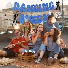Glitter Dancing Queen Party Decorations, Blue 5.5×4.7in, 4.5in,