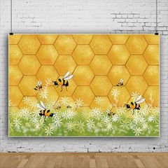 10x8ft Sweet Bee Theme Princess Girl Happy Birthday Party Backdrop Photography