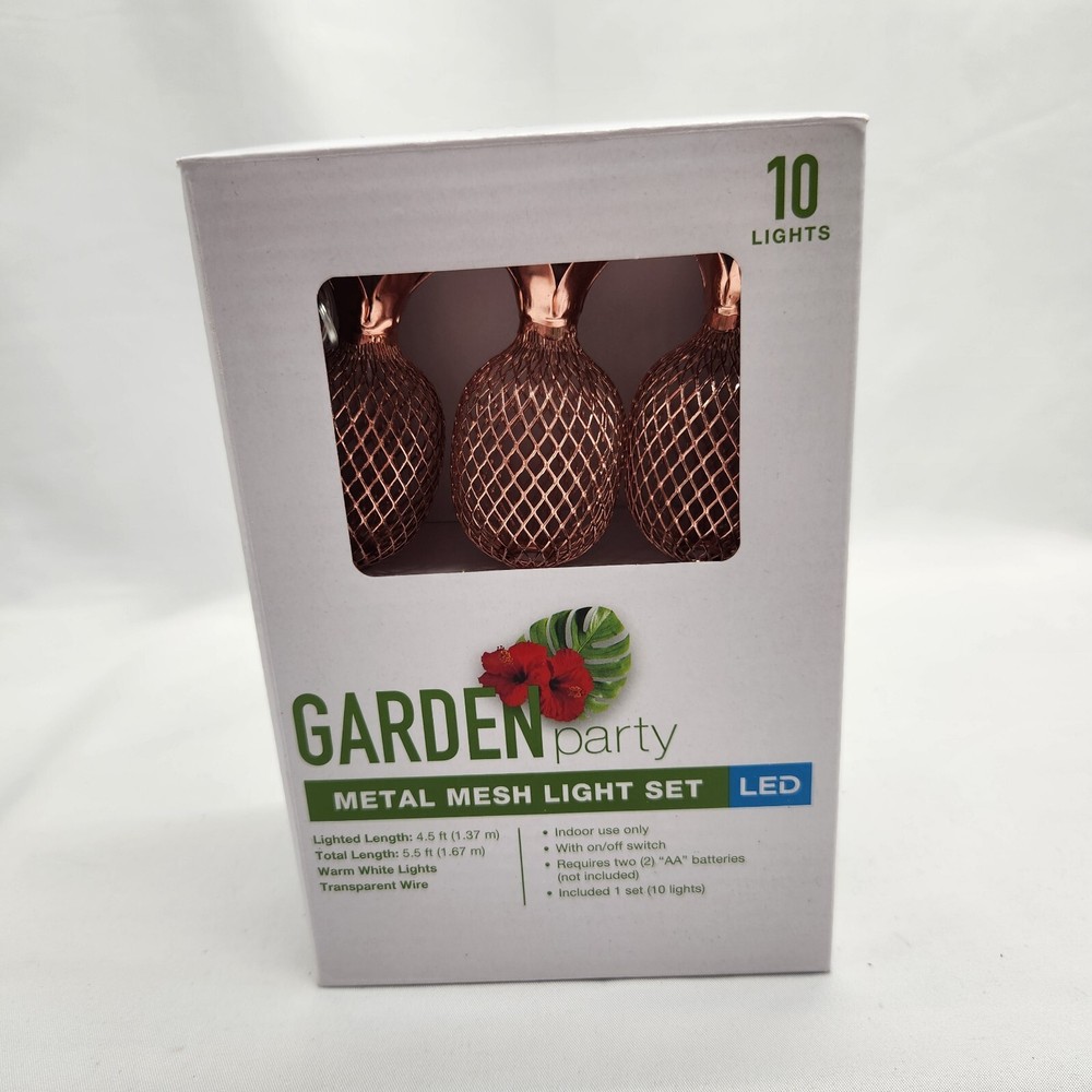 Pineapple Metal Mesh LED String Light Set 10 Lights Copper Colored Home Decor