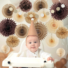 Brown Party Decorations Brown and Beige Paper Fans Party Decorations Neutral Par