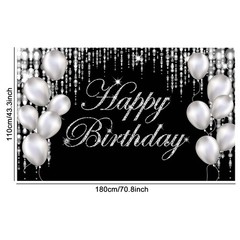 Silver Happy Birthday Banner Backdrop Large Yard Sign backgroud It’s My Birth…