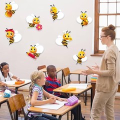 90Pcs 5In Bee Paper Cutouts with 180Pcs Glue Points,Bee Cut Outs Bulletin Boa…