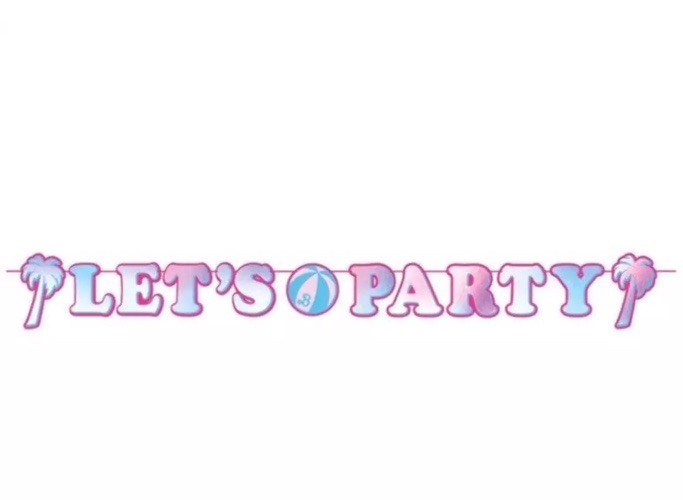 Barbie Happy Birthday Party Background Banner Metallic Silver, Pink 12 Ft