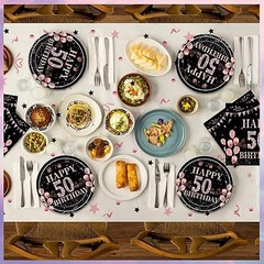 41Pcs 50th Birthday Decorations for Women,Rose Gold Black 1976 Party Supplies Ki