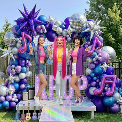 Chrome Purple and Blue Disco Balloon Garland Arch Kit 160Pcs Metallic Disco Part