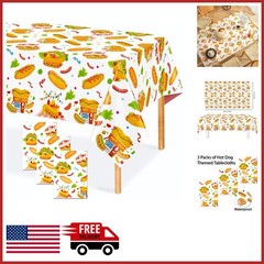 3PCS Hot Dog Party Table Covers for Baby Shower and Birthday Celebrations