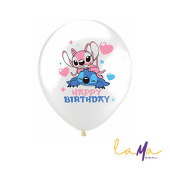10pcs Blue Alien Stitch & Pink Companion Party Balloons – Birthday Decorations