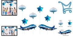 Large Airplane Balloons Set 31in Foil Blue Party Decorations Kids Birthday