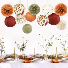 NICROLANDEE Fall Wedding Decorations, 12 PCS Orange Maple Leaf Paper Lanterns…