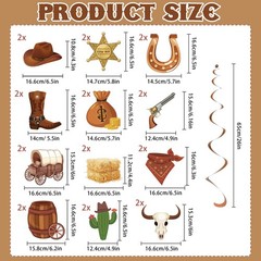 24PCS Western Party Decorations, Western Cowboy Hanging Swirl Decorations Wil…