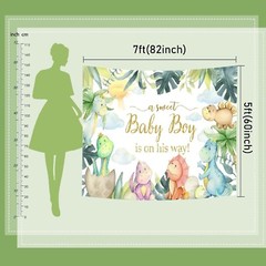 Dinosaur Baby Shower Backdrop Rawr Its a Boy Party 7x5ft (82×60 inch) Blue