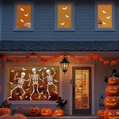 9 Sheets Halloween Skeletons Window Clings Decorations Extra Large White