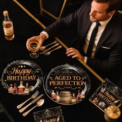 Yingoto Aged to Perfection Birthday Decorations for Men – 207PCS Whiskey