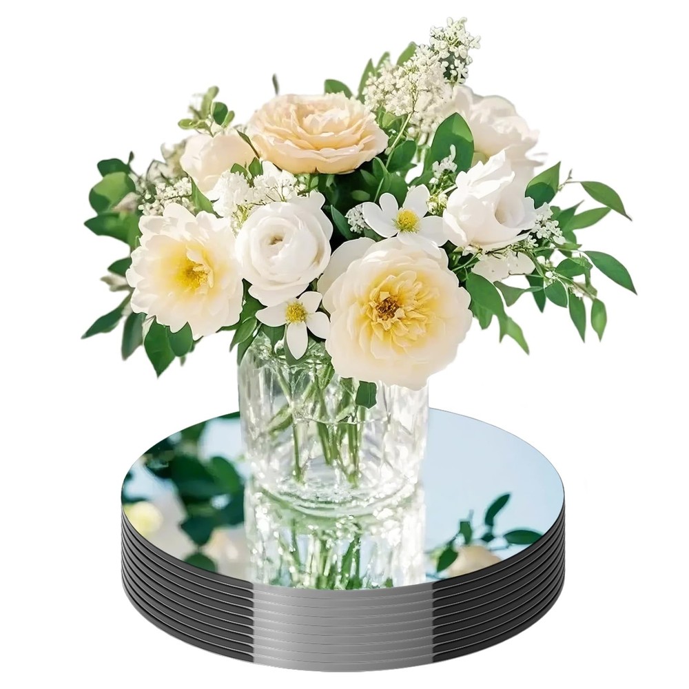 20 Pack Round Mirror Centerpieces for Tables, No Glass AcrylicCircle Mirror T…