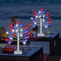 Festive 2 Pack 18 Inch Tabletop Tree Lights with 24 LEDs – Ideal for Parties