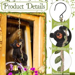 7 Inches Bear Statue Tree Hugger with Solar Light Resin Bear Statue Sign with…