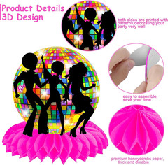 10Pcs 70S Disco Honeycomb Centerpieces Disco Fever Party Decorations Dancing Que