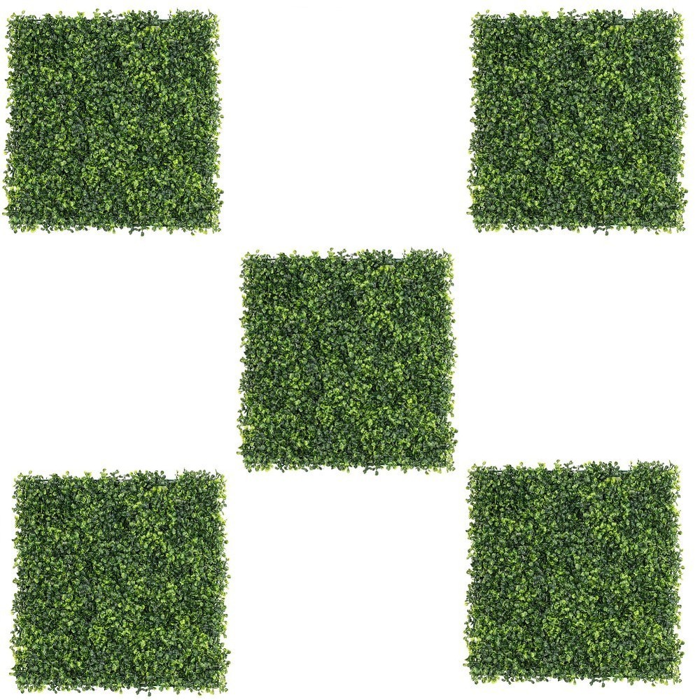 5pcs UV Protected Artificial Green Grass Panels for Wall and Fence Decor