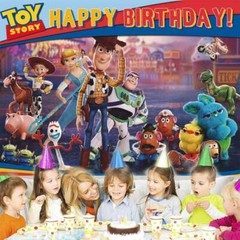 Toy Cartoon Party Supplies Birthday Decorations Backdrop Banner 5x3ft 7x5ft