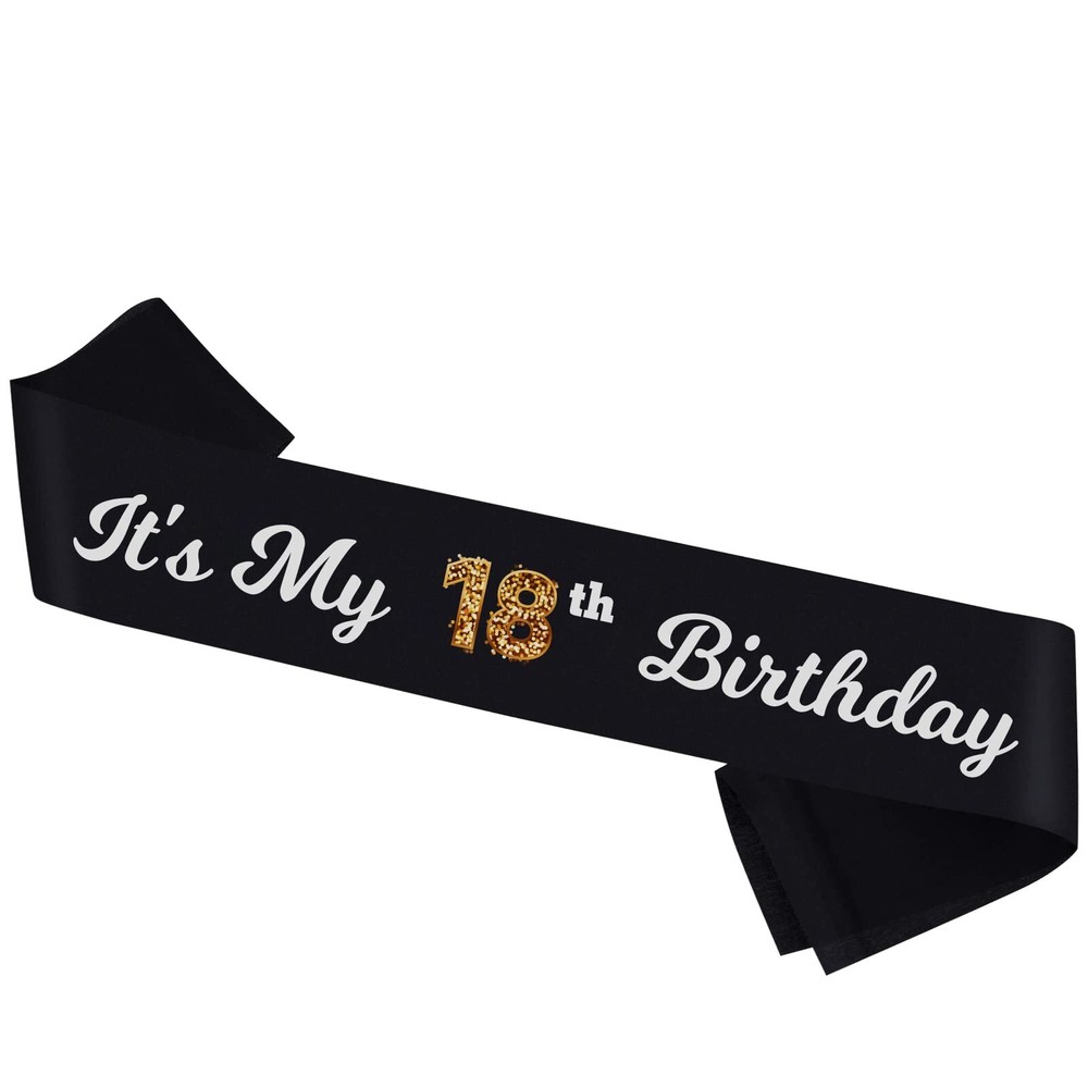 It’s My 18th Birthday Sash – Black Sash with Foil – Cheers to 18th Birthday S…