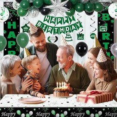 Green Birthday Decorations for Men & Boys – Black & Green Party Supplies, Bday B