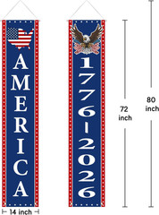 4Th of July Decorations Patriotic America USA Flag Porch Sign Door Banners Gift