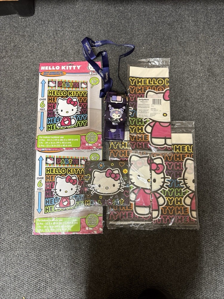 Hello Kitty Birthday Party Decoration Supplies Lot-Banners Tablecloths Napkins