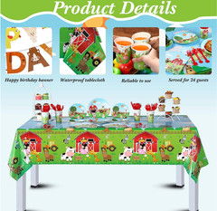 Pajean 171 Pcs Farm Animals Birthday Party Supplies, 24 Guests Barnyard Theme