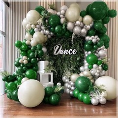 Green White Balloon Garland Double Latex Emerald Green Sand White Cream Grey …