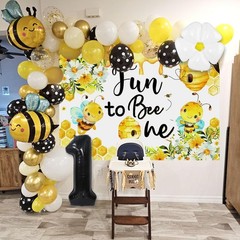 Fun to Bee One Backdrop First Bee Day Birthday Party Decorations Happy 1st Be…