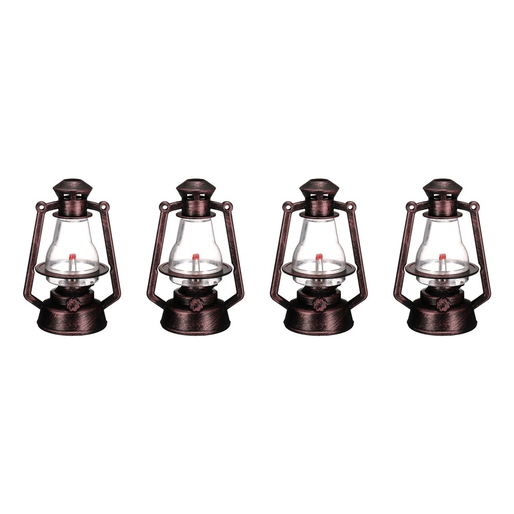 Dollhouse Micro Lantern, 4.33″ Height, Plastic Mini Kerosene Lamp Copper, 4pcs