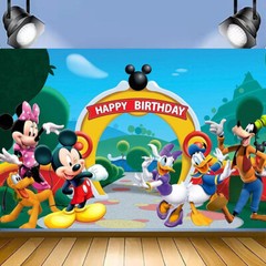 Mickey Mouse Boys Happy Birthday Backdrop Banner Photo Background Party Supplies
