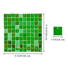 12 Pcs Shimmer Wall Backdrop Panels Square Sequin Party Decoration Green 3×4 Ft