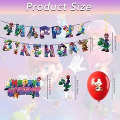 48Pcs latest Mario Birthday Party Supplies, Party Decorations Set Include Ban…
