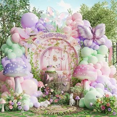 Pastel Balloon Arch Garland Kit,159Pcs Pink Purple Green Mushroom Buttefly Ba…