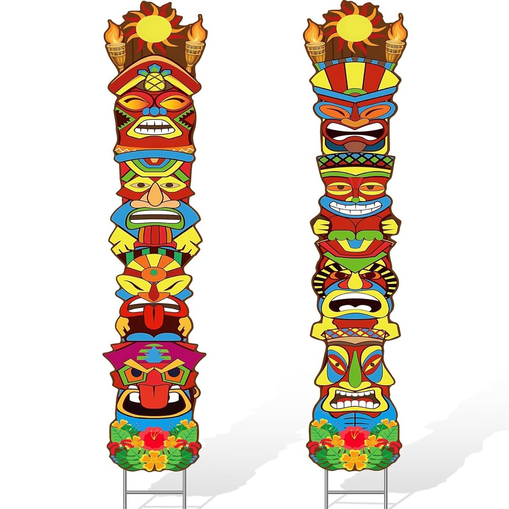 Tiki Bar Decorations 2 Pcs Hawaiian Luau Party Summer Tiki Signs Yard Decor