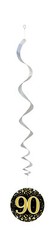 90th Birthday Party Decorations Age 90 Hanging Black Silver Gold Sparkle Swirls
