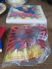Superman Bday Stuff In Package 8plates,hats,napkins,stickers 50 Piece Puzzle