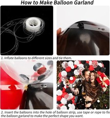 129pcs Red Black White Balloons Confetti Garland Arch Kit for Graduation BBQ …