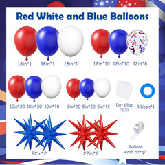 Red White and Blue Balloon Garland Arch Kit 143PCS Patriotic 4Th of July Decorat