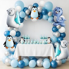 108 Pcs Winter Party Decorations Polar Bear Penguin Seal Christmas Balloon Ar…