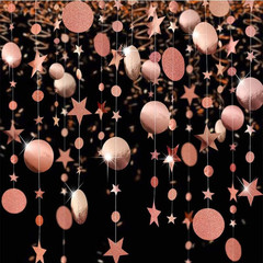 Rose Gold Party Decoration Rose Gold Star Circle Dot Hanging Garland Hanging Str