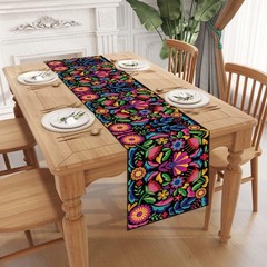Jiudungs Linen Cinco De Mayo Table Runner 72 Inches Long Mexican Themed Party…